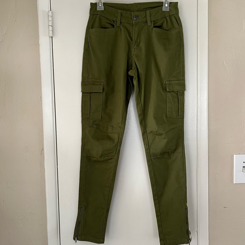 Olive Green Skinny Cargo Pants